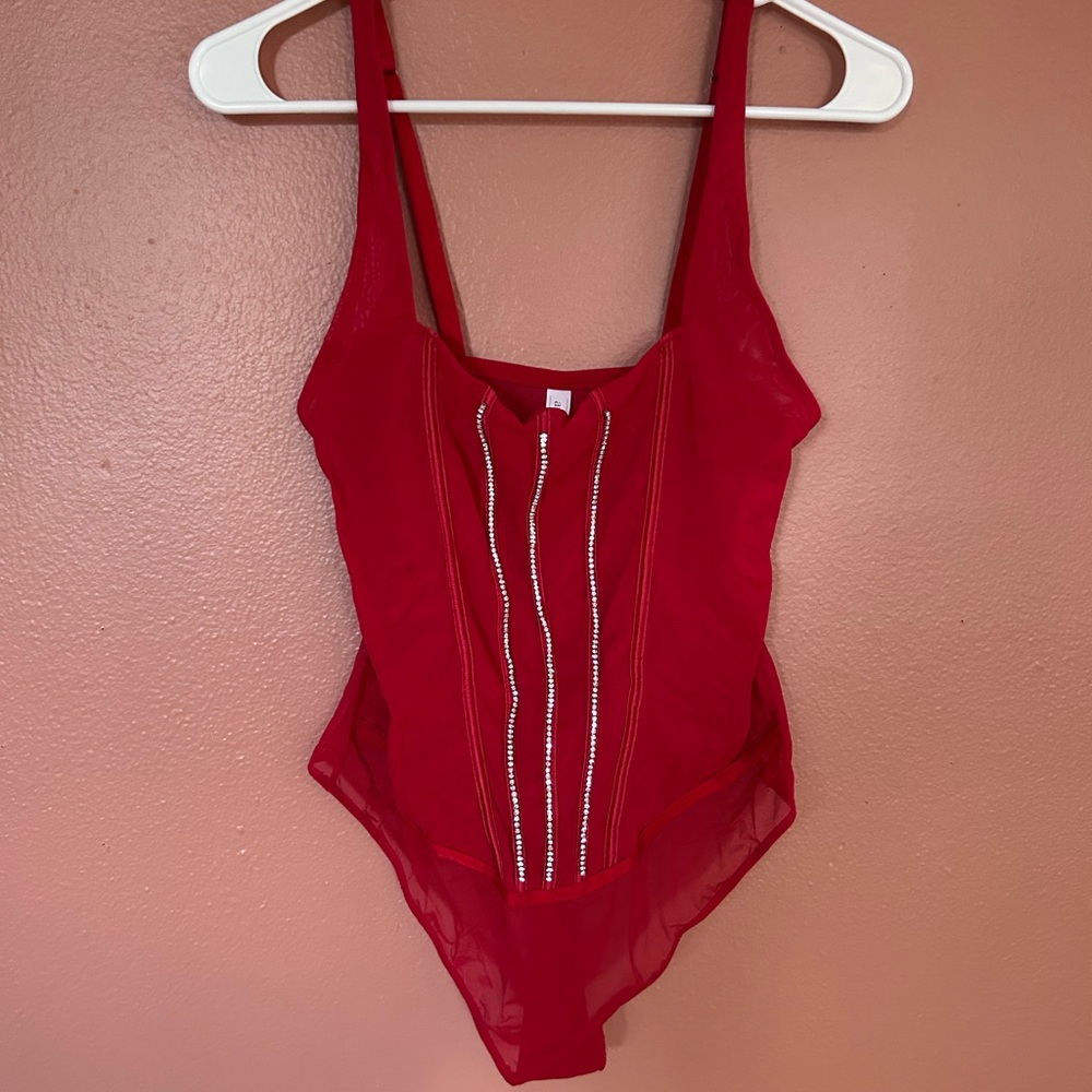 Auden Red Bodysuit One Piece with Classic Design